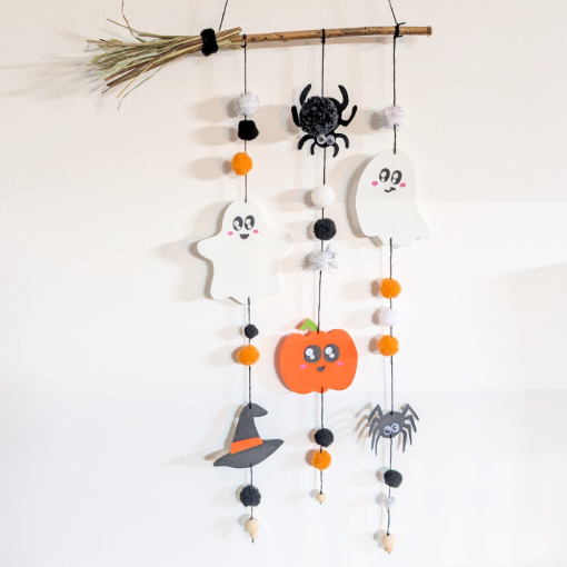 SUSPENSION HALLOWEEN entier 510-510px suspension halloween, fantômes, citrouille, chapeau, araignées, kawaii, balai de sorcière, multimatériaux, DIY