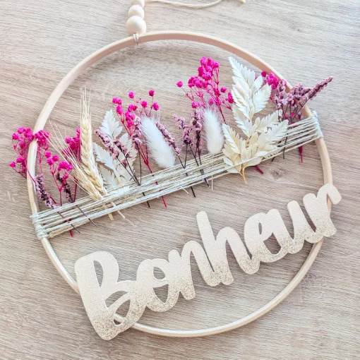 couronne de fleurs séchées atelier